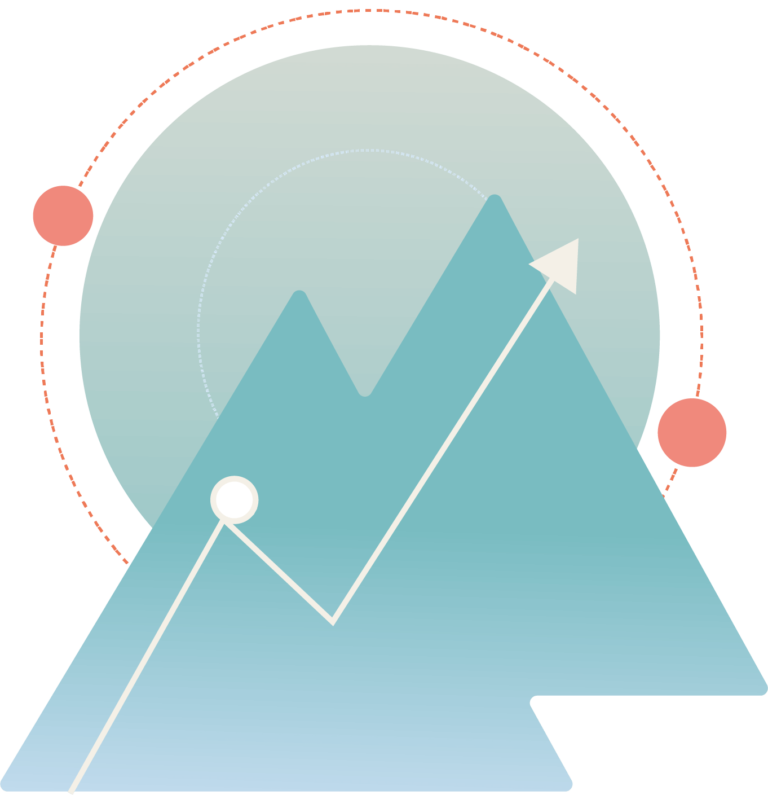 an image of a mountain with arrows going up
